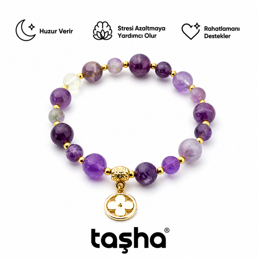 TAŞHA® Huzur & Stres Ametist Doğal Taş Bileklik