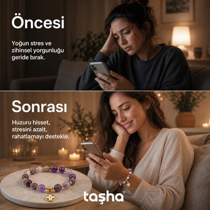 TAŞHA® Huzur & Stres Ametist Doğal Taş Bileklik