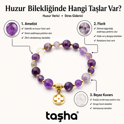 TAŞHA® Huzur & Stres Ametist Doğal Taş Bileklik
