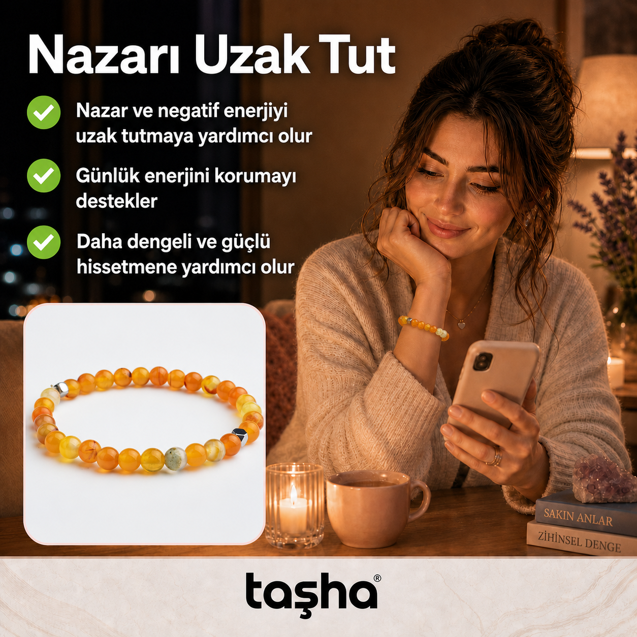 TAŞHA® Nazar Koruyucu Doğal Taş Bileklik