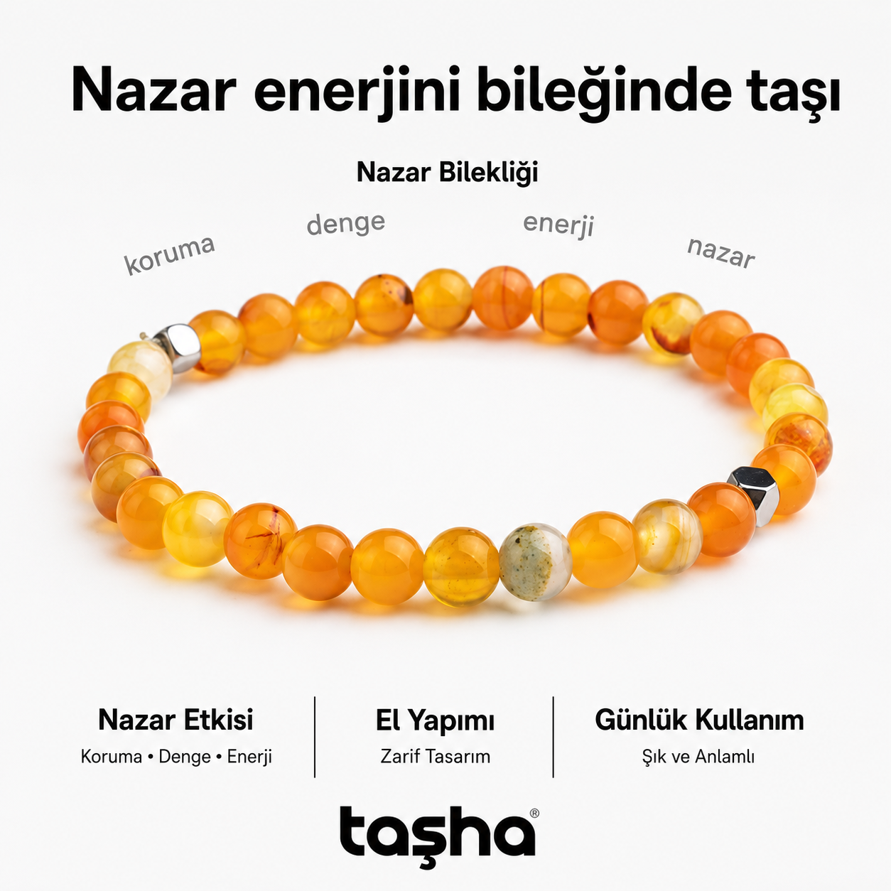 TAŞHA® Nazar Koruyucu Doğal Taş Bileklik