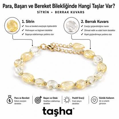 TAŞHA® Para Bereket Başarı Doğal Taş Bileklik