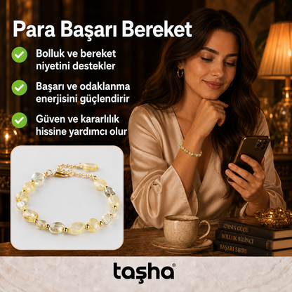 TAŞHA® Para Bereket Başarı Doğal Taş Bileklik