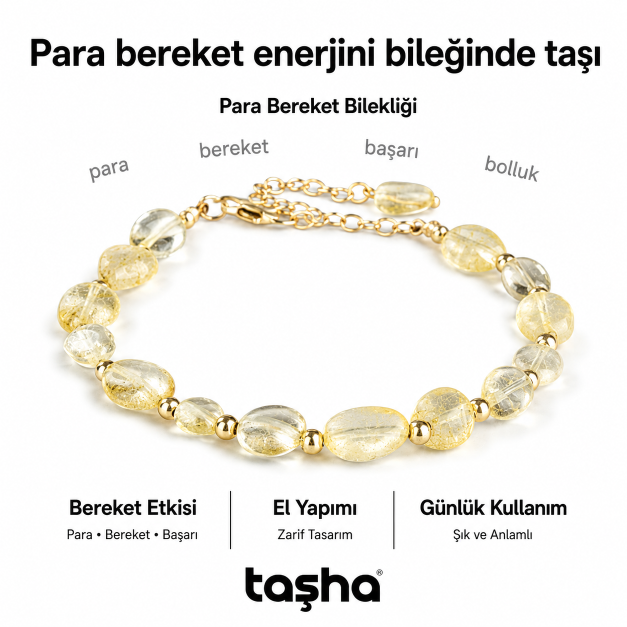 TAŞHA® Para Bereket Başarı Doğal Taş Bileklik