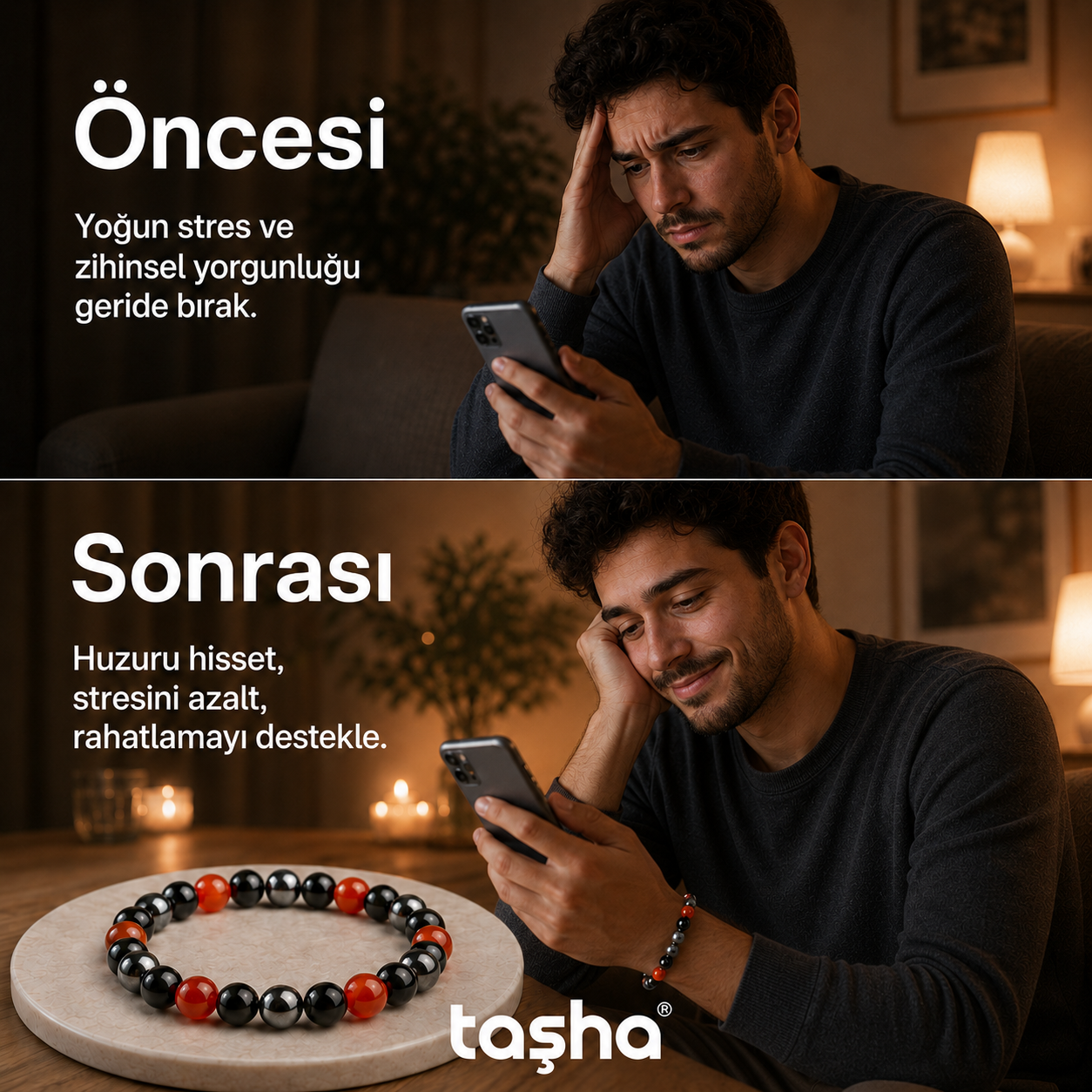 TAŞHA® Huzur & Stres Ametist Doğal Taş Bileklik