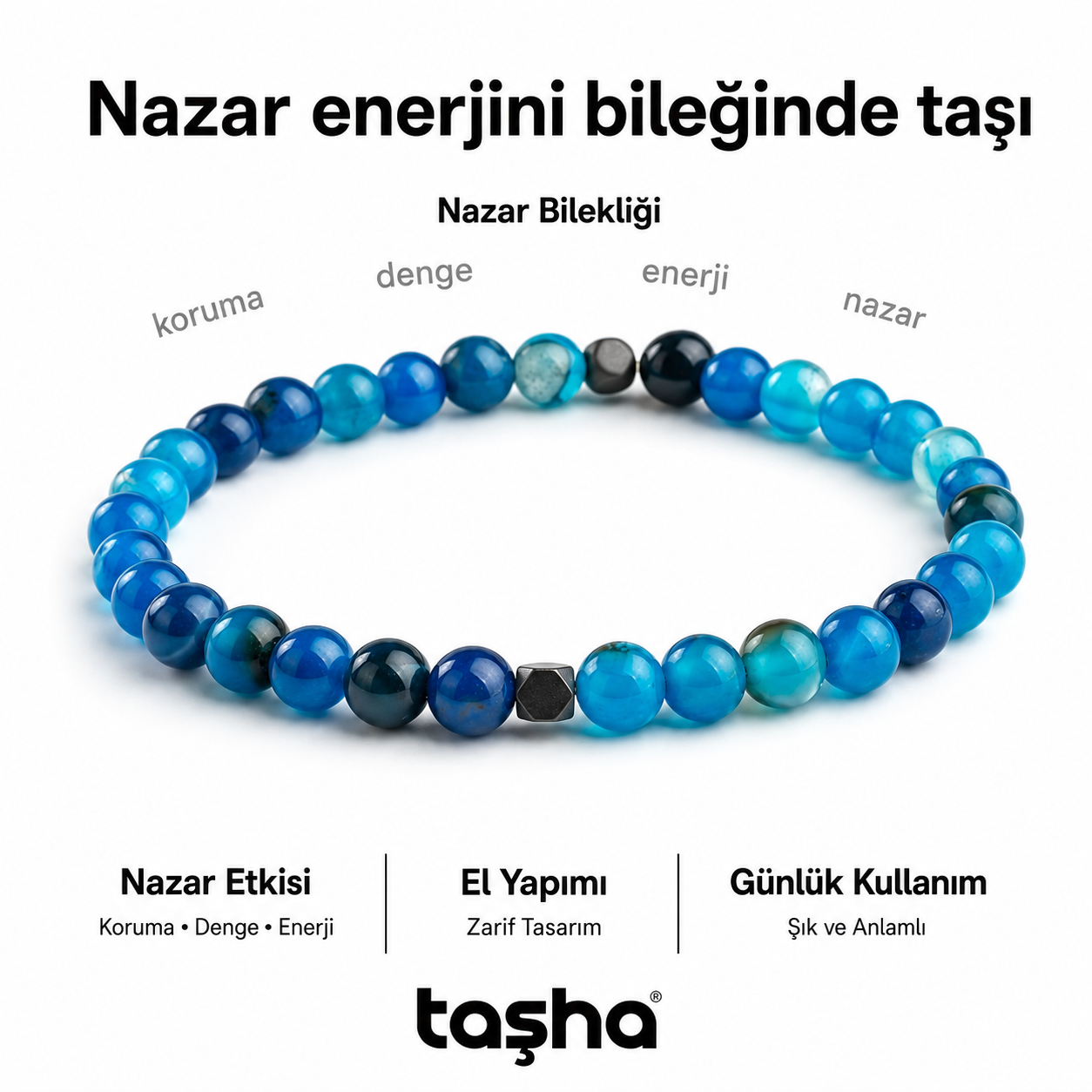 TAŞHA® Nazar Koruyucu Doğal Taş Bileklik
