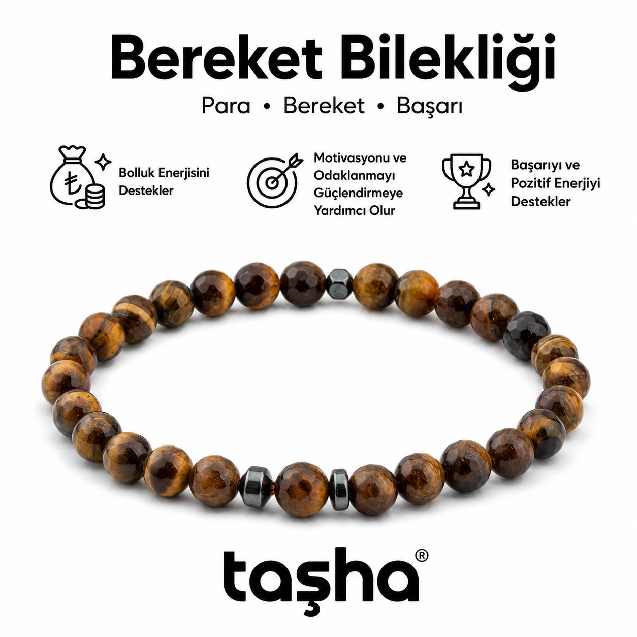 TAŞHA® Para Bereket Başarı Doğal Taş Bileklik